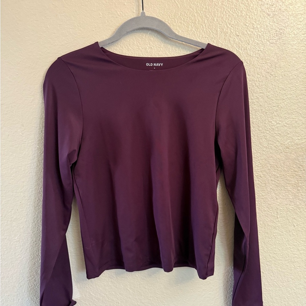 Old Navy Purple Fitted Long Sleeve Blouse